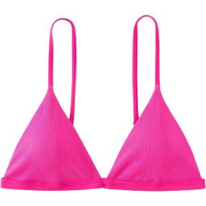 imageSHENHE Womens Ribbed Spaghetti Strap Micro Triangle Swimsuit Bathing Suit Bikini TopsHot Pink