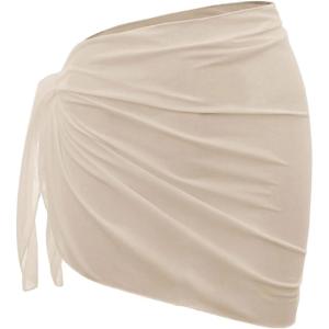 imageSHENHE Womens Sarong Coverups Bathing Suit Wrap Skirt Sheer Short Sarong Wraps Beach SkirtApricot