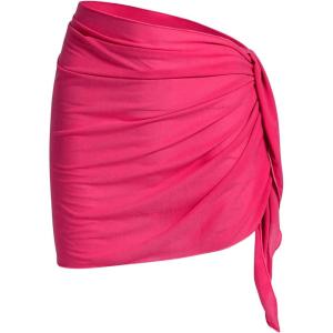 imageSHENHE Womens Sarong Coverups Bathing Suit Wrap Skirt Sheer Short Sarong Wraps Beach SkirtHot Pink