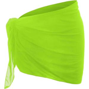 imageSHENHE Womens Sarong Coverups Bathing Suit Wrap Skirt Sheer Short Sarong Wraps Beach SkirtLime Green