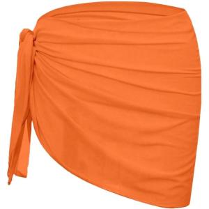 imageSHENHE Womens Sarong Coverups Bathing Suit Wrap Skirt Sheer Short Sarong Wraps Beach SkirtOrange