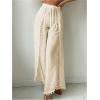 imageSHENHE Womens Bathing Suit Cover Up Pants Split Wide Leg Sheer Flowy Beach Palazzo PantsApricot