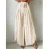 imageSHENHE Womens Bathing Suit Cover Up Pants Split Wide Leg Sheer Flowy Beach Palazzo PantsApricot