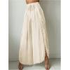 imageSHENHE Womens Bathing Suit Cover Up Pants Split Wide Leg Sheer Flowy Beach Palazzo PantsApricot