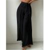 imageSHENHE Womens Bathing Suit Cover Up Pants Split Wide Leg Sheer Flowy Beach Palazzo PantsBlack