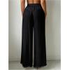 imageSHENHE Womens Bathing Suit Cover Up Pants Split Wide Leg Sheer Flowy Beach Palazzo PantsBlack
