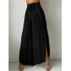 imageSHENHE Womens Bathing Suit Cover Up Pants Split Wide Leg Sheer Flowy Beach Palazzo PantsBlack