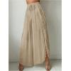imageSHENHE Womens Bathing Suit Cover Up Pants Split Wide Leg Sheer Flowy Beach Palazzo PantsKhaki