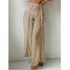 imageSHENHE Womens Bathing Suit Cover Up Pants Split Wide Leg Sheer Flowy Beach Palazzo PantsKhaki