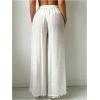 imageSHENHE Womens Bathing Suit Cover Up Pants Split Wide Leg Sheer Flowy Beach Palazzo PantsWhite