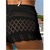 imageSHENHE Womens Crochet Cover Up Shorts Hollow Out Tie Front Sheer Beach Shorts CoverupsBlack