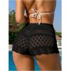 imageSHENHE Womens Crochet Cover Up Shorts Hollow Out Tie Front Sheer Beach Shorts CoverupsBlack