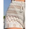 imageSHENHE Womens Crochet Cover Up Shorts Hollow Out Tie Front Sheer Beach Shorts CoverupsDrawstring White