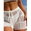 imageSHENHE Womens Crochet Cover Up Shorts Hollow Out Tie Front Sheer Beach Shorts CoverupsWhite