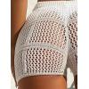 imageSHENHE Womens Crochet Cover Up Shorts Hollow Out Tie Front Sheer Beach Shorts CoverupsWhite
