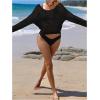 imageSHENHE Womens Crochet Hollow Out Drop Shoulder Cover Up Sheer Long Sleeve Beach TopBlack