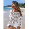 imageSHENHE Womens Crochet Hollow Out Drop Shoulder Cover Up Sheer Long Sleeve Beach TopWhite