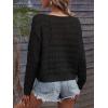 imageSHENHE Womens Crochet Hollow Out Drop Shoulder Scoop Neck Long Sleeve Sweater TopBlack