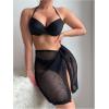 imageSHENHE Womens Crochet Sarong Wraps Coverup Tie Side Sheer Swimsuit Beach Cover Up SkirtBlack
