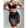 imageSHENHE Womens Crochet Sarong Wraps Coverup Tie Side Sheer Swimsuit Beach Cover Up SkirtBlack