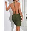 imageSHENHE Womens Hollow Out Cover Up Dress Tie Backless Halter Neck Sleeveless Beach SwimsuitArmy Green