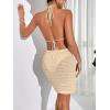imageSHENHE Womens Hollow Out Cover Up Dress Tie Backless Halter Neck Sleeveless Beach SwimsuitBackless Apricot