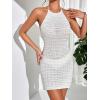 imageSHENHE Womens Hollow Out Cover Up Dress Tie Backless Halter Neck Sleeveless Beach SwimsuitBackless White