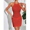 imageSHENHE Womens Hollow Out Cover Up Dress Tie Backless Halter Neck Sleeveless Beach SwimsuitBrick Red