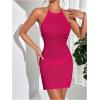 imageSHENHE Womens Hollow Out Cover Up Dress Tie Backless Halter Neck Sleeveless Beach SwimsuitHot Pink