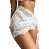 imageSHENHE Womens Lace Sheer Tie Side Cover Up Mini Skirt Loose See Through Beach SkirtWhite