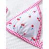 imageSHENHE Womens Plus Size Bikini Sets Cherry Print Plaid Colorblock Triangle 2 Piece SwimsuitPink