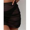 imageSHENHE Womens Ruched Beach Mini Skirt Swim Cover Up Skirt High Waist Sheer Coverup SkirtBlack