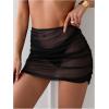 imageSHENHE Womens Ruched Beach Mini Skirt Swim Cover Up Skirt High Waist Sheer Coverup SkirtBlack