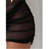 imageSHENHE Womens Ruched Beach Mini Skirt Swim Cover Up Skirt High Waist Sheer Coverup SkirtBlack