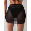 imageSHENHE Womens Ruched Beach Mini Skirt Swim Cover Up Skirt High Waist Sheer Coverup SkirtBlack
