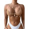 imageSHENHE Womens Sexy Crochet Coverup Top Open Back Halter Shell Beach Cover Up for SwimwearKhaki