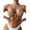 imageSHENHE Womens Sexy Crochet Coverup Top Open Back Halter Shell Beach Cover Up for SwimwearKhaki