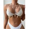 imageSHENHE Womens Sexy Crochet Coverup Top Open Back Halter Shell Beach Cover Up for SwimwearWhite