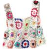 imageSHENHE Womens Sheer Floral Crochet Square Neck Sleeveless Cover Up Tank Crop TopsWhite
