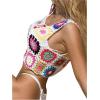 imageSHENHE Womens Sheer Floral Crochet Square Neck Sleeveless Cover Up Tank Crop TopsWhite