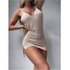 imageSHENHE Womens Sheer Swimsuit Cover Up Lace Up Tie Side Knit Mini Dress Beach CoverupsApricot