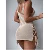 imageSHENHE Womens Sheer Swimsuit Cover Up Lace Up Tie Side Knit Mini Dress Beach CoverupsApricot