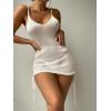 imageSHENHE Womens Sheer Swimsuit Cover Up Lace Up Tie Side Knit Mini Dress Beach CoverupsWhite