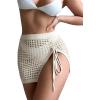 imageSHENHE Womens Solid Knit Drawstring Tie Front Beach Cover Up SkirtThigh Slit Apricot