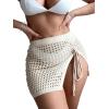 imageSHENHE Womens Solid Knit Drawstring Tie Front Beach Cover Up SkirtThigh Slit Apricot