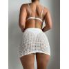 imageSHENHE Womens Solid Knit Drawstring Tie Front Beach Cover Up SkirtThigh Slit White