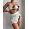 imageSHENHE Womens Solid Knit Drawstring Tie Front Beach Cover Up SkirtThigh Slit White