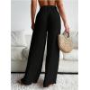 imageSHENHE Womens Swim Cover Up Pants Tie Front Wide Leg Loose Beach Palazzo Pants CoverupsBlack