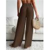 imageSHENHE Womens Swim Cover Up Pants Tie Front Wide Leg Loose Beach Palazzo Pants CoverupsCoffee Brown