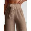 imageSHENHE Womens Swim Cover Up Pants Tie Front Wide Leg Loose Beach Palazzo Pants CoverupsKhaki